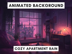 Vtuber Animated Background for Twitch, Cozy Lofi Rain, Purple Stream Overlay, Looped Background, Cozy Ambience Style, Vtuber Background - Etsy