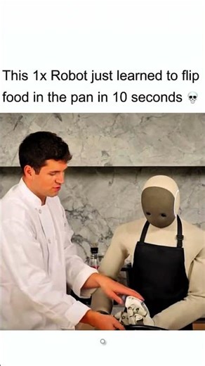 The 1x Robot just learned to flip food in the pan🤖