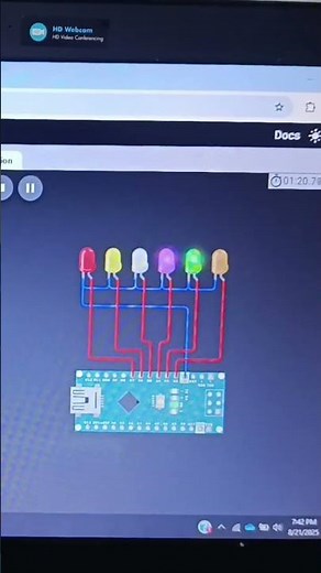 WOKWI Online arduino software with simple knight rider circuit.😎 #arduinoday #arduinoprogramming