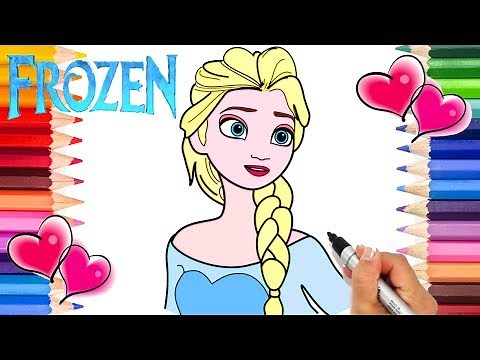 Frozen Elsa Coloring Page | Frozen Coloring Book | Draw and Color Elsa Frozen Olaf Anna Kristoff