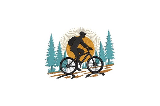 Mountain Bike Machine Embroidery Design, Mountain Biker at Sunset Pattern, Instant Download - Etsy