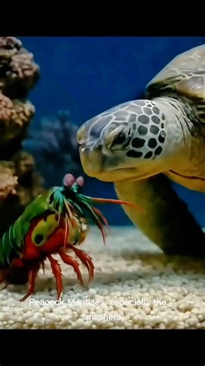 Peacock Mantis Vs TURTLE 🐢, One Punch With Deadly Jab K. O 🥶🤡🦖 #foryoupage #animalworld #pet #mantis #exoticpet | REEF TANK Paradise