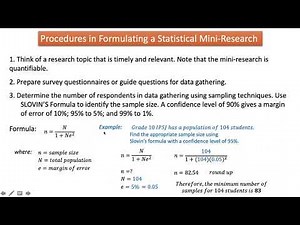 Formulating a Statistical Mini Research
