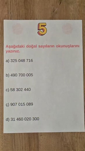 Yazılı Hocam on Instagram: "5.sınıflar mate1 soru 1 cevap sayıların okunuşlarının yazımı dikkat et 1.dönem 2.yazılı matematik sınavında çıkar 😎"