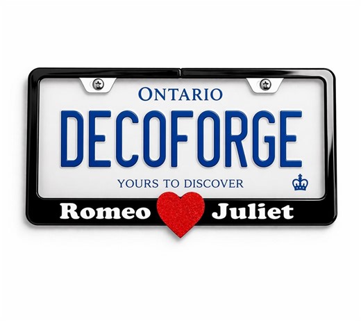 Personalized License Plate Frame – Custom Names, Heart Detail, US/CA Fit - Etsy