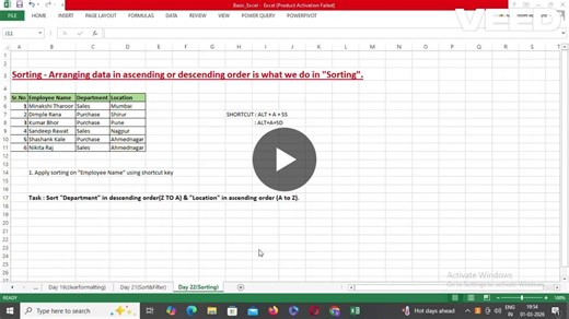 #day22 #exceltips #customsort #dataanalytics #linkedinjourney #womenintech #efficiency #freelancer #dataorganization #bhilaitoglobal | Shivani Sharma