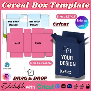 0.95 Oz Cereal Box Template, Snack Box Template, Custom Box, Cereal Packaging Template, Party Favor Box Template, DIY Box SVG, Box Design - Etsy