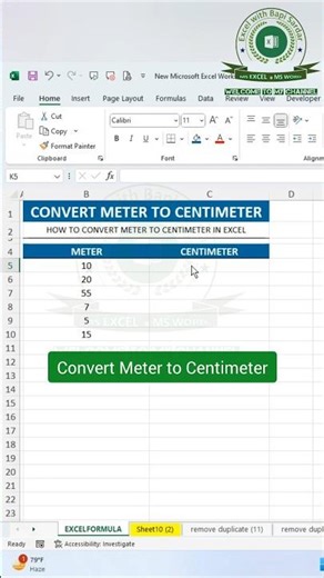 Convert Meter to Centimeter in Microsoft Excel in seconds! 📏 #ExcelTips #MicrosoftExcel