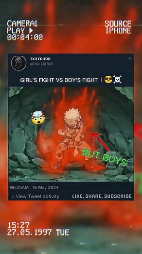 185K views · 7.9K reactions | girls' fight vs boys' fight । naruto anime moment । #naruto #anime | TXD Editor | Facebook
