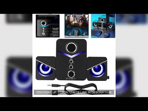 USB Computer LED Speakers System Subwoofer Stereo Bass Control for Desktop Laptop PC Portable Loud S
