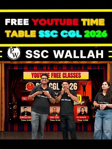 Free Youtube Time Table for SSC CGL 2026 #shorts #ssccgl2026 #ssctimetable #sscwallah
