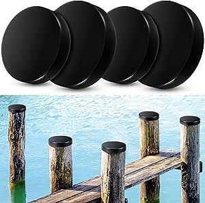 Landical 4 Pcs Marine Dock Piling Cap Protective Dock Post Caps Boat Pylon Edge Dock Pole Caps, Flat Top Design