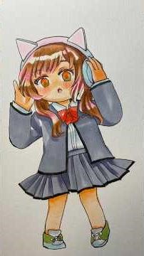 🎧 Copic Coloring ASMR | Cat Ear Headphones School Girl (Character Coloring) [No Talking]