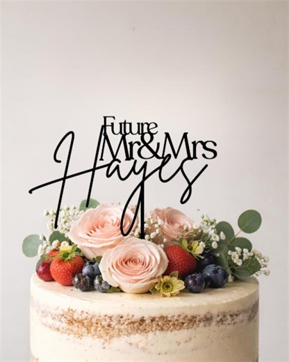 Personalised Future Mr & Mrs Cake Topper | Custom Name Engagement Topper | Rustic Engagement Decor | Bridal Shower Cake Topper | Party Decor - Etsy