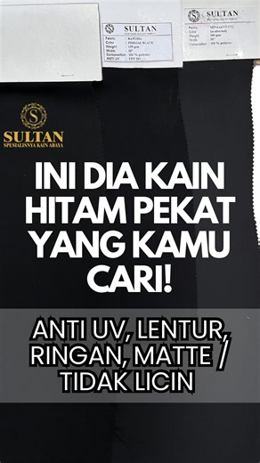 Produsen Kain Abaya Sultan🇲🇨 on Instagram: "Hitamnya pekat dan matte. Tidak licin, tidak glossy. Teksturnya halus dengan rasa suede yang mewah. Sangat ringan, namun terasa empuk berisi dan lentur ke semua arah. Nyaman dipakai lama tanpa rasa berat, dan tidak mudah kusut. Dan yang terpenting, Rowdha telah teruji UPF 50+ dengan perlindungan UV kategori excellent berdasarkan hasil uji INTERTEK. Bukan sekadar kain hitam pekat. Ini hasil uji lab yang panjang untuk menjawab kebutuhanmu. Rowdha. In s
