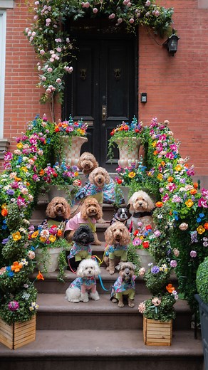 Kristi Hemric | You know it's going great when the neighborhood fluff squad drops by 🐶🌸 The little white pup up front is serving 'let me strike a pose,... | Instagram