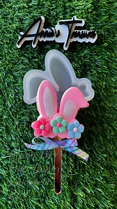 So cute! So easy to make! Easter bunny cakesicle kit! Kit includes: pink clay, acrylic sticks, bunny mold, flower cabochons. Link in comment section. | Annie's Treasures | Facebook