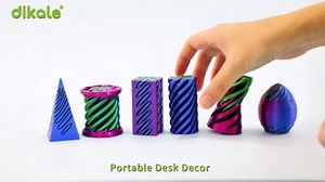 6 Packs Spiral Cone 3D Printed Fidget Toy Set, Flexible Impossible Cone Pyramid Passthrough Toys for Stress Relief,Desk Deco Relaxing for Kids Adults, Candy Gradient Rainbow & White