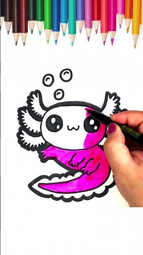 How to Draw Kawaii Axolotl #Shorts #drawingforkids #kidsdrawing