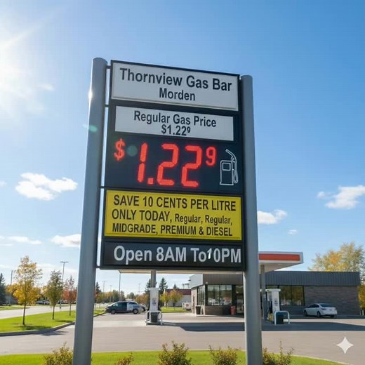 44 reactions · 30 comments | Fuel up TODAY and save big! _____ Today only at Thornview Gas Bar Morden, you can SAVE 10 CENTS PER LITRE on: ​Regular ​Midgrade ​Premium ​Diesel _____ ​That $1.229/L regular price just got even better! ____ Don't miss out—this deal is for TODAY ONLY! ___ ​We're open 8AM until 10 PM. See you soon!  _______ #thornviewgrocery #mordenmanitoba #mordengasbar #thornviewgasbar #mordenmb | Thornview Grocery | Facebook