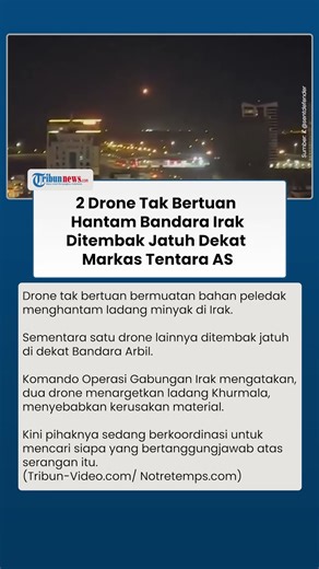 2 Drone Hantam Bandara Irak, Berhasil Ditembak Jatuh Dekat Markas Tentara AS
