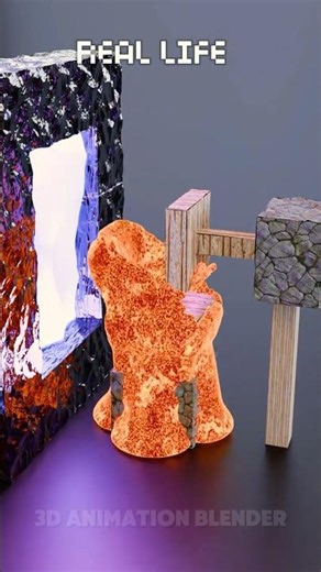 Minecraft Vs Real Life in the Nether 🔥🔥🔥#blender3d #3dart #3danimation #minecraft