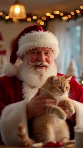 Santa 🎅 🧑‍🎄 playing with Cat 🐈 #cat #animals #cutecat #kitten #viral #shorts #shortsviral #shortfeed