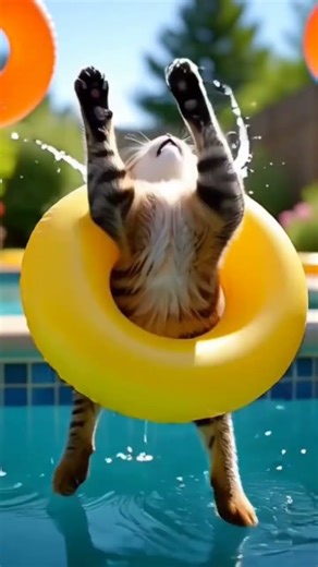 Watch This Cat Swim Like a Pro in the Pool! 🐾🏊‍♂️"#funnyshorts