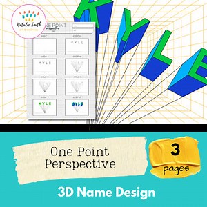 One Point Perspective Name Drawing – 3D Block Lettering Worksheet