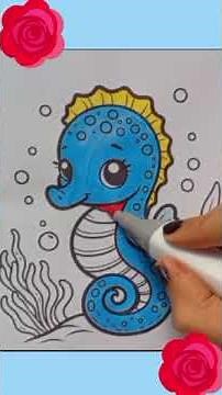 How to draw and color the seahorse| for kids and toddlers|
