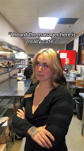 Aaliyah Lobendahn on Instagram: "Anyone think she looks like guinevere beck from the series You? #foryoupage #funny #skits #manager #server #besties"