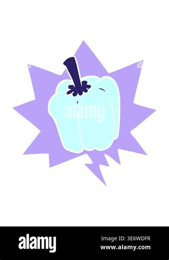 shaking motion animation of cartoon fresh organic pepper with speech bubble in retro style Stock Video Footage - Alamy