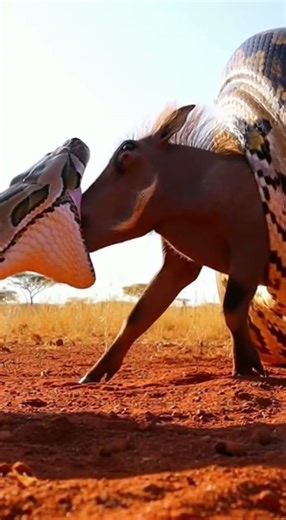 Will the python manage to swallow the warthog in one gulp #wildlife #nature #python