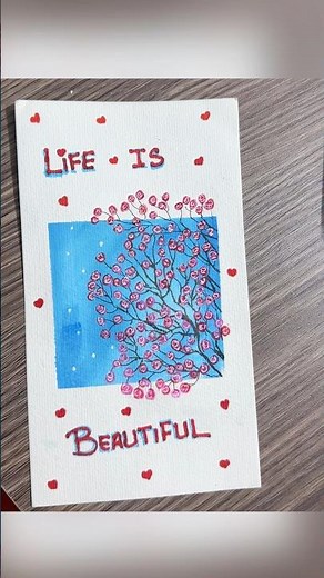 “Life Is Beautiful Postcard Painting | Watercolor Blossom Tree”