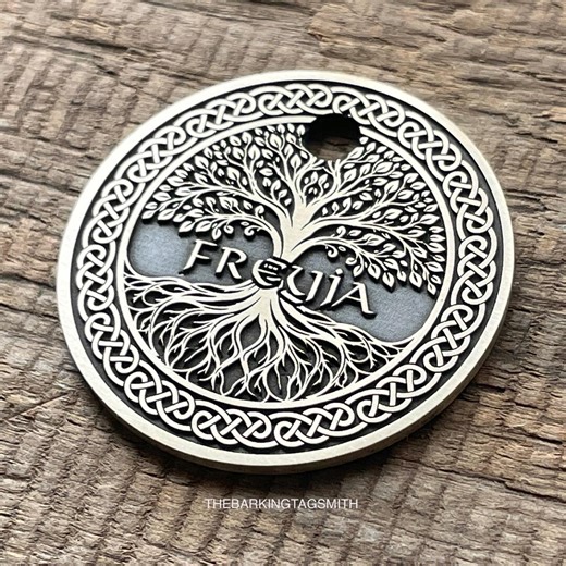 Tree of Life Dog Tag, Celtic Tree, Viking Pet ID Tag, Fantasy Cat ID Tag, Personalized Dog Tag, Pet ID Tag, Custom Dog Collar Tags - Etsy