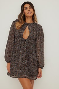 Cut Out Sheer Dress Flower