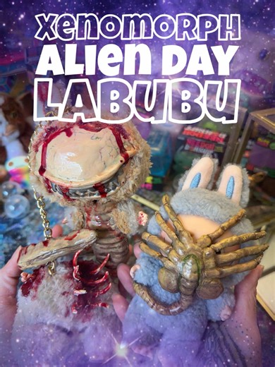 have you met my Xenomorph Labubu? ✨🖤✨ Meet Frank, he’s going through some changes, but aren’t we all ✨💀✨ Happy Alien Day ✨🛸✨ #alien #xenomorph #toystory #toycollector #weirdart
