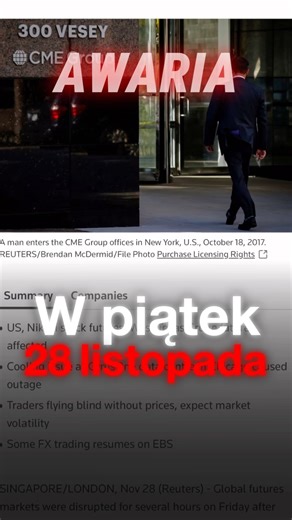 Awaria na rynku! CyrusOne, operator centrum danych obsługującego CME, miał problem z chłodzeniem.