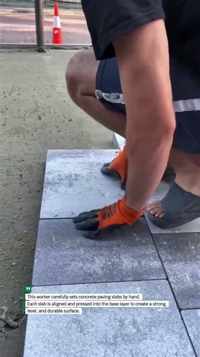 Manual Concrete Paver Installation Satisfying Precision Work #Construction #Paving #Shorts