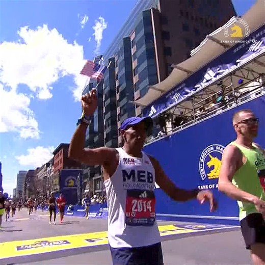 Ten years after Meb Keflezighi won the Boston Marathon, he crossed the finish line again, waving an American flag as he greeted family and friends. #Boston128 | WMUR-TV
