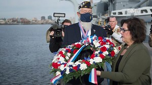 Battleship New Jersey observes Japanese attack and its own launching anniversary on Pearl Harbor Day