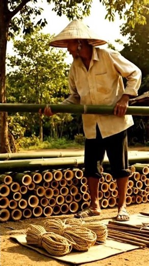 Unbelievable Skill! Bamboo House Built by One Man!