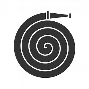 Fire hose glyph icon. Vector silhouette. Firefighting equipment