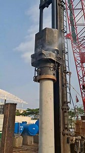 The process of planting a D60cm bottom concrete pole using a Diesel Hammer type Guide rod DD65 from start to finish. #januisdarwanto #piledriver #viral | Janu Isdarwanto
