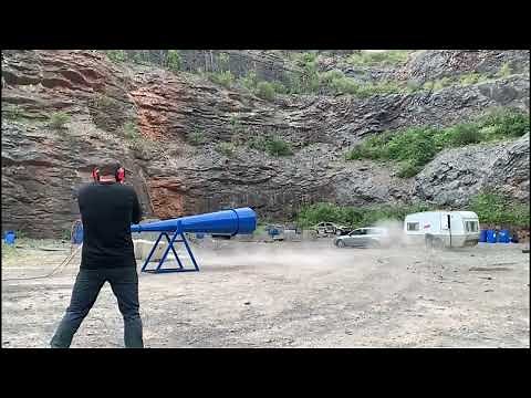Firing the vortex cannon at someone (kind of) for the BBC show Deadly Predators