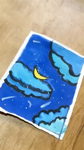 moon scenery painting 🌙 #easypainting #moonpainting #nightpainting