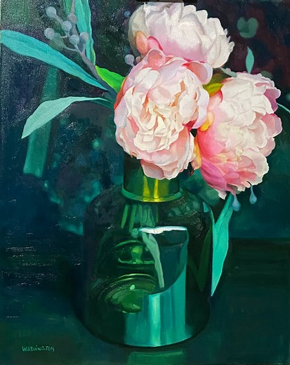 "Peonies In Emerald" 24x30 Oil on canvas Available Visit link in bio People often wonder why I focus on still life instead of black art themes. While black art is close to my heart, still life art connects with me in a unique way. There’s beauty in bringing everyday objects to life on canvas, and it lets me express what truly inspires me. Art is about following your own vision, and for me, that means creating what resonates personally. If you’re interested in this painting, check out the link in