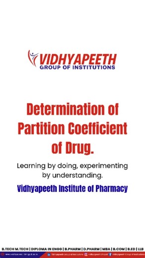Vidhyapeeth Bhopal on Instagram: "A successful learning session wrapped up with great enthusiasm The Determination of Partition Coefficient of Drug practical was conducted at Vidhyapeeth Institute of Pharmacy, where students learned through hands-on experimentation and real-time understanding. Thank you to everyone who participated and made this academic activity a meaningful experience. #VidhyapeethInstituteOfPharmacy #AcademicActivity #PracticalLearning #LearningByDoing #PharmacyStudents"