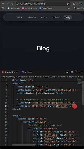 #035 Responsive Navbar Using HTML & CSS 🔥 | Modern Navigation Bar Tutorial #webdevelopment #html