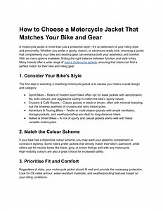 How to Choose a Motorcycle Jacket That Matches Your Bike and Gear - SlideServe